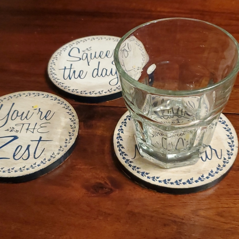 Set of 3 cork fun quote coasters